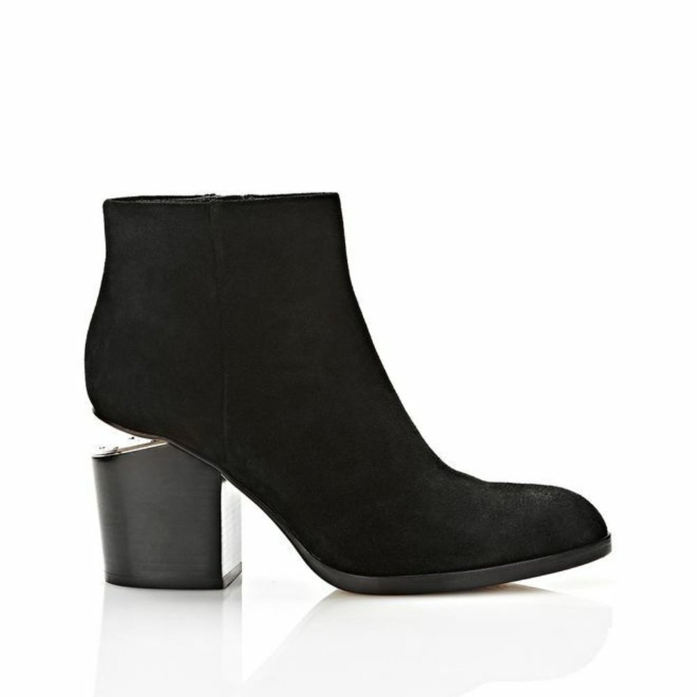Alexander Wang Gabi Cut-Out Black Suede Ankle Boots (Block Heels)